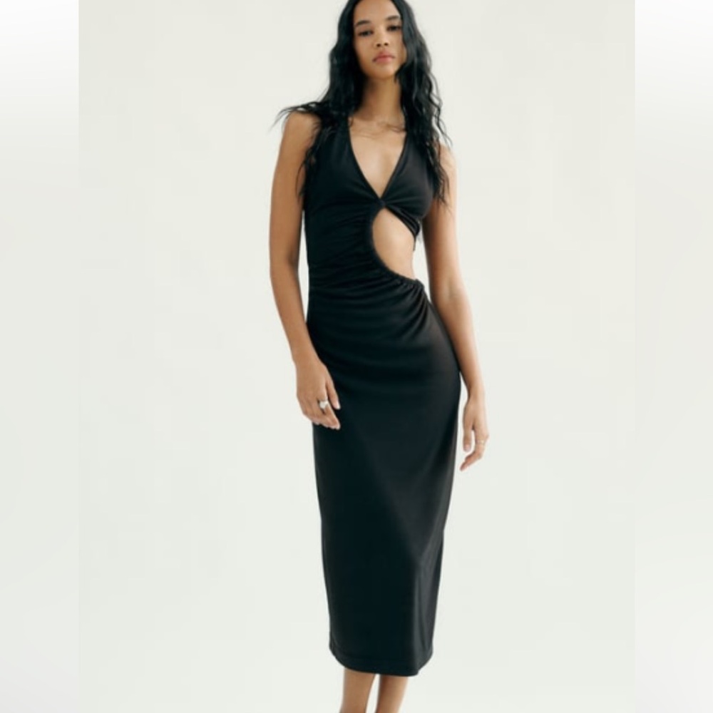 CUT OUT MIDI DRESS BLACK